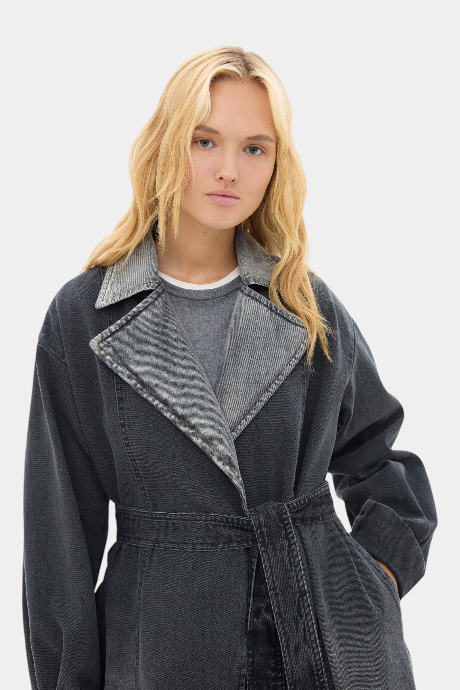 Сіре пальто з деніму sp25-coat-grey MATCH DENIM